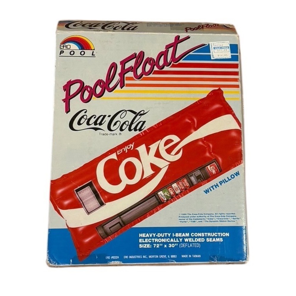 Vtg 1988 Coca-Cola‎ Pool Float Ero Pool Inflatable Red Coke Soda Can 72x30 NIB
